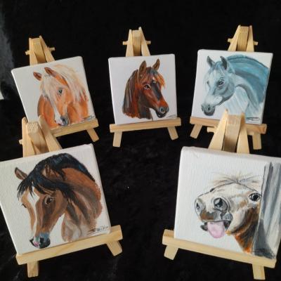Portraits chevaux sur toiles 7 cm